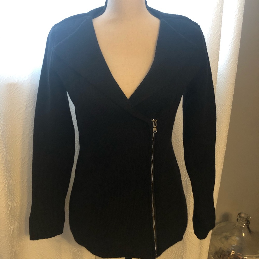 White House Black Market Black Moto Sweater M